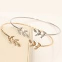 GOLD SILVER PLATED CUFF BRACELETS FOR WOMEN LEAVES BRACELETS POPULAR OPEN BANGLE BRACELETS
