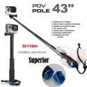 ACTION CAMERA 43" DIVING EXTENDABLE ALUMINIUM GO PRO SELFIE STICK MONOPOD FOR GOPRO HERO 8 7 6/5 SJCAM ACTION CAMERA 43" DIVING EXTENDABLE ALUMINIUM GO PRO SELFIE STICK MONOPOD FOR GOPRO HERO 8 7 6/5 SJCAM