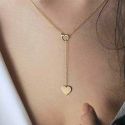 2PC FASHION JEWELRY GOLD COLOR LOVE HEART LONG PENDANT NECKLACE ADJUSTABLE CHAIN NECKLACE FOR WOMEN 2PC FASHION JEWELRY GOLD COLOR LOVE HEART LONG PENDANT NECKLACE ADJUSTABLE CHAIN NECKLACE FOR WOMEN