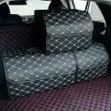 FASHION LATTICE CAR STORAGE BAG PU LEATHER TRUNK ORGANIZER BOX STORAGE BAG