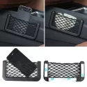 UNIVERSAL CAR SEAT SIDE BACK STORAGE NET BAG PHONE HOLDER POCKET ORGANIZER BLACK