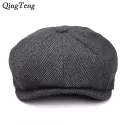 PLUS SIZE PEAKY BLINDERS MEN BERETS HAT AUTUMN NEW VINTAGE HERRINGBONE OCTAGON CAP