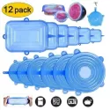 12PCS SILICONE STRETCH LIDS UNIVERSAL SILICONE FOOD WRAP BOWL POT LID SILICONE COVER