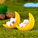 1PC MOON CAT DOG RABBIT BEAR FIGURINE ANIMAL MODEL LANDSCAPE DOLLHOUSE HOME MINIATURE