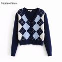 VINTAGE GEOMETRIC RHOMBIC CARDIGAN SWEATER WOMEN WARM LONG SLEEVE OUTERWEAR VINTAGE GEOMETRIC RHOMBIC CARDIGAN SWEATER WOMEN WARM LONG SLEEVE OUTERWEAR