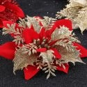 5PCS ARTIFICIAL CHRISTMAS FLOWERS GLITTER FAKE FLOWERS MERRY CHRISTMAS TREE DECORATION