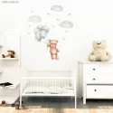 LOVELY BEAR WITH BALLOON BEDROOM WALL STICKERS FOR KIDS ROOMS GIRLS NURSERY DECORATION
