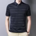 POLO SHIRT STRIPED SHORT SLEEVE SUMMER COOL SHIRT STREETWEAR FASHION MALE POLO SHIRT MEN