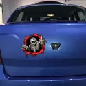 3D CAR STICKERS SKELETON SKULL IN THE BULLET HOLE FUNNY COLORFUL CAR AUTO DECALS BULLET HOLE