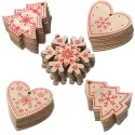 18PCS/LOT DIY WHITE&RED CHRISTMAS WOODEN PENDANTS NOEL ORNAMENTS FOR KIDS CHRISTMAS GIFTS