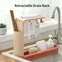 RETRACTABLE SINK RACK KITCHEN SINKS ORGANIZER POT BRUSH RAG DRAIN RACK STORAGE BASKET
