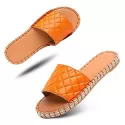 FLAT SANDALS FOR WOMEN ESPADRILLES SUMMER SLIPPERS SLIDES WITH BOW OPEN TOE SLIDERS FLIP FLOPS COMFY BEACH GARDEN CASUAL ORANGE