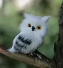 CUTE LOVELY OWL WHITE BLACK FURRY CHRISTMAS BIRD ORNAMENT DECORATION ADORNMENT SIMULATION