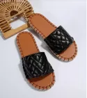 FLAT SANDALS FOR WOMEN ESPADRILLES SUMMER SLIPPERS SLIDES WITH BOW OPEN TOE SLIDERS FLIP FLOPS COMFY BEACH GARDEN CASUAL BLACK