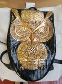 HIGH QUILTY WOMEN BACKPACK NEWEST STYLISH COOL BLACK PU LEATHER OWL BACKPACK