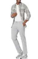 AMAZON ESSENTIALS MEN'S STRAIGHT-FIT CASUAL STRETCH KHAKI, LIGHT GREY, 33W X 32L