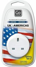 GO TRAVEL 3 PIN UK TO USA AMERICA EARTHED PLUG SOCKET POWER ADAPTOR CONVERTOR GO TRAVEL 3 PIN UK TO USA AMERICA EARTHED PLUG SOCKET POWER ADAPTOR CONVERTOR