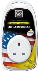 GO TRAVEL EARTHED UK TO USA COMPACT AMERICAN ADAPTOR INC USB (ADAPTER REF 626) GO TRAVEL EARTHED UK TO USA COMPACT AMERICAN ADAPTOR INC USB (ADAPTER REF 626)