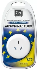 GO TRAVEL ADAPTOR AUSTRALIA AUS / CHINA TRAVELLER TO EUROPE EU EURO 2 PIN PLUG GO TRAVEL ADAPTOR AUSTRALIA AUS / CHINA TRAVELLER TO EUROPE EU EURO 2 PIN PLUG