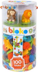 BLOKO - 503618 - TUBE OF 100 WITH 4 3D JUNGLE FIGURES - FROM 12 MONTHS - MADE IN EUROPE - BUILDING TOY BLOKO - 503618 - TUBE OF 100 WITH 4 3D JUNGLE FIGURES - FROM 12 MONTHS - MADE IN EUROPE - BUILDING TOY
