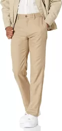 AMAZON ESSENTIALS MEN'S SLIM-FIT FLAT-FRONT DRESS TROUSER, KHAKI BROWN, 38W / 30L