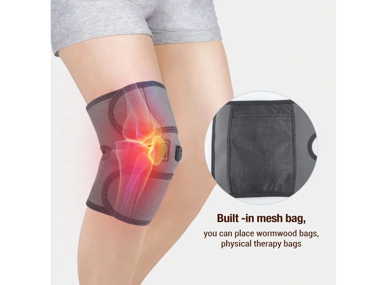 Heated Knee Brace Knee Heating Pad for Arthritis Pain Relief, 3 Temperature  Control Thermal Therapy