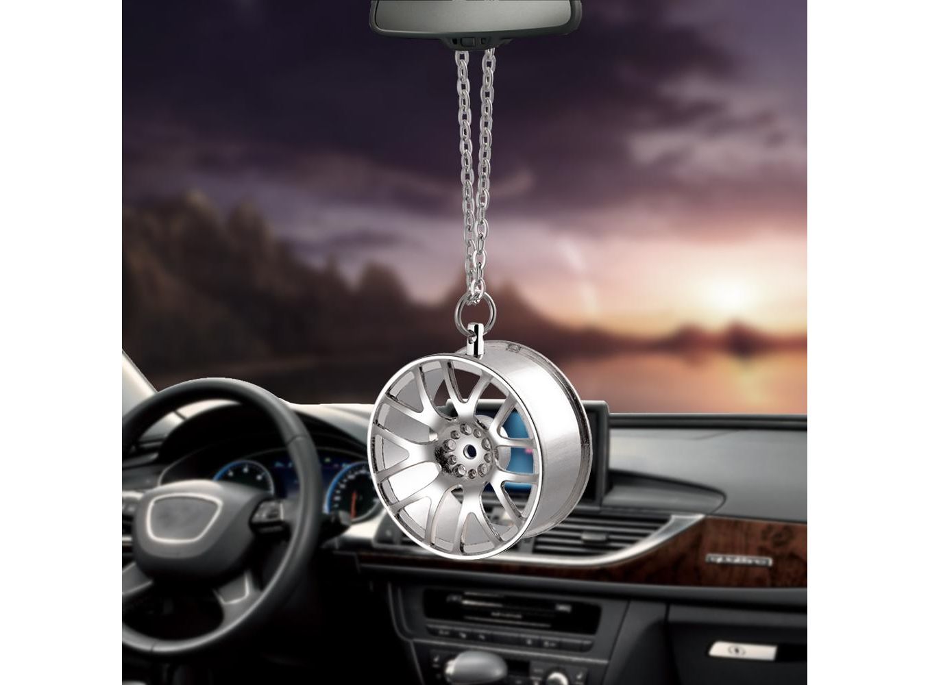 Car Pendant Decoration Metal Wheel Hub Hanging Auto Interior Rear View  Mirror