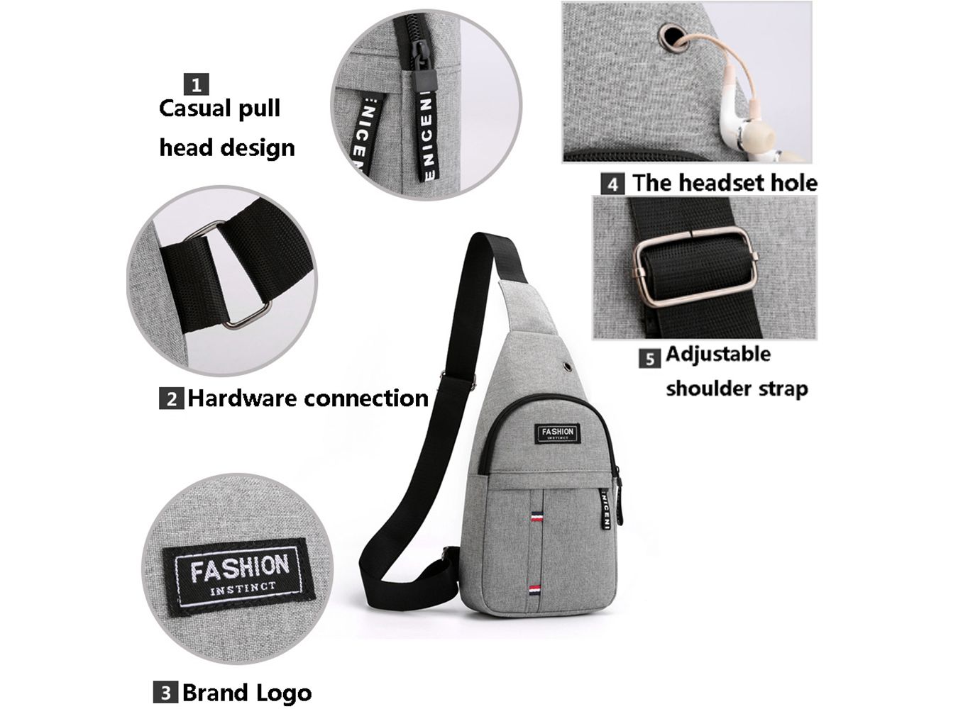 Men Fashion Multifunction Shoulder Bag Crossbody Bag On Shoulder Travel Sling Bag