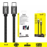 BUDI 3FT TYPE-C TO TYPE-C FAST CHARGE NYLON BRAIDED BLACK CABLE 65W 3.0A FASTER