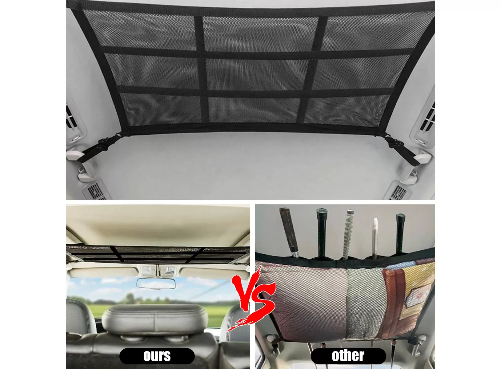 Car Roof Storage Organizer Auto Ceiling Storage Bag Truck Storage Net  Double-Layer