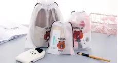 1PCS BEAR STORAGE BAG STATIONERY ORGANIZER TRANSPARENT MATTE OFFICE SUPPLY DESK SUPPLIES