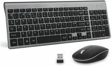 Wireless Keyboard and Mouse, Full Size Keyboard Mouse Set Compact UK Layout 2.4G