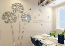 3D DANDELION FLOWER ACRYLIC MIRROR WALL STICKERS FOR WEDDING ROOM DECOR
