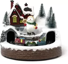 Christmas Snow House Figurine with Music Resin Crafts Art Statue for Home Restaurant Bar Table Decoration