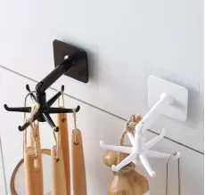 360 Degrees Rotated  Kitchen Hooks Waterproof Self Adhesive 6 Wall Hook