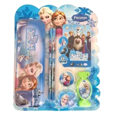FROZEN ANNA, ELSA 7PC STATIONERY SET - PENCILS, ERASER, SHARPENER, MINI NOTEBOOK