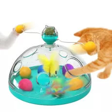 PET CAT ROTATING WINDMILL TOYS WITH BALL SCRATCH-RESISTANT INTERACTIVE