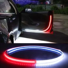 Car Door LED Warning Light, 2 Pcs 48 Inch Flexible Dual Color Strip Light White & Red Sequential Switchback, Safety Light