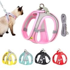 Cat Harness and Leash Set, Escape Proof Safe Adjustable Kitten Vest Harnesses for Walking, Easy Control Soft Breathable Mesh Jacket with Reflective Strips for Cats