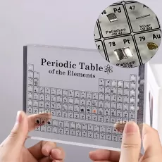 Periodic Table with Real Elements Inside,Acrylic Periodic Table Display Real 83 Elements,Real Periodic Table with Adjustable LED Light Base,Creative Gifts