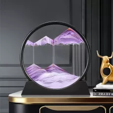 Moving Sand Art Picture-3D Deep Sea Sandscape in Motion Display Round Glass Flowing Sand Frame, Kid's Large Desktop Sand Art Toys, Relaxing Home and Office Decorations