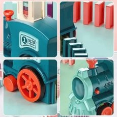 Domino Train Set, Automatic Dominoes Train Toys for Kids, Electric Domino Brick Laying Train Set Kids Games Building and Stacking Toy