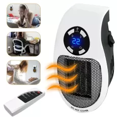 PROGRAMMABLE SPACE HEATER WITH LED DISPLAY, WALL OUTLET ELECTRIC HEATER WITH ADJUSTABLE THERMOSTAT AND TIMER FOR HOME OFFICE BATHROOM INDOOR USE, SMALL PLUG IN 350 WATT HEATER