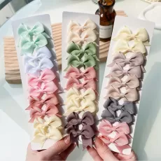New Cute Solid Ribbon Bowknot Hair Clips for Baby Girls Handmade Bows Hairpin Barrettes Headwear Kids Hair Accessories
