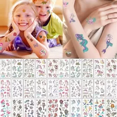Unicorn kids waterproof temporary tattoos,children's temporary tattoo toys.Girl face tattoo stickers.