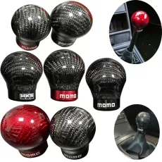 Carbon Fiber Shift Knob Real Carbon Fiber Gear Shifter Spherical Type Unique Designed for Most Manual Car Universal Gear Shift Knob  with 3 Adapters