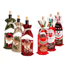 Christmas Wine Bottle Cover, Powder Bag Santa Claus Snowman Tableware for Christmas New Year Decoration