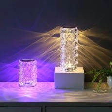 Crystal Table Lamp, 16 Color Changing USB Port Acrylic Rose Diamond Lamps with Touch & Remote Control, LED Crystal Touch Lamp Bedside Light for Decor Bedroom Living Room Party Dinner