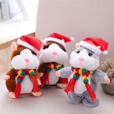 CHRISTMAS EDITION CUTE TALKING HAMSTER WITH RANDOM STYLE SCARF ELECTRIC PLUSH TOYS CHILDREN'S BEST FRIEND