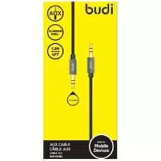 BUDI 3.5MM JACK TO JACK AUX AUDIO CABLE 1.2M LONG - BLACK